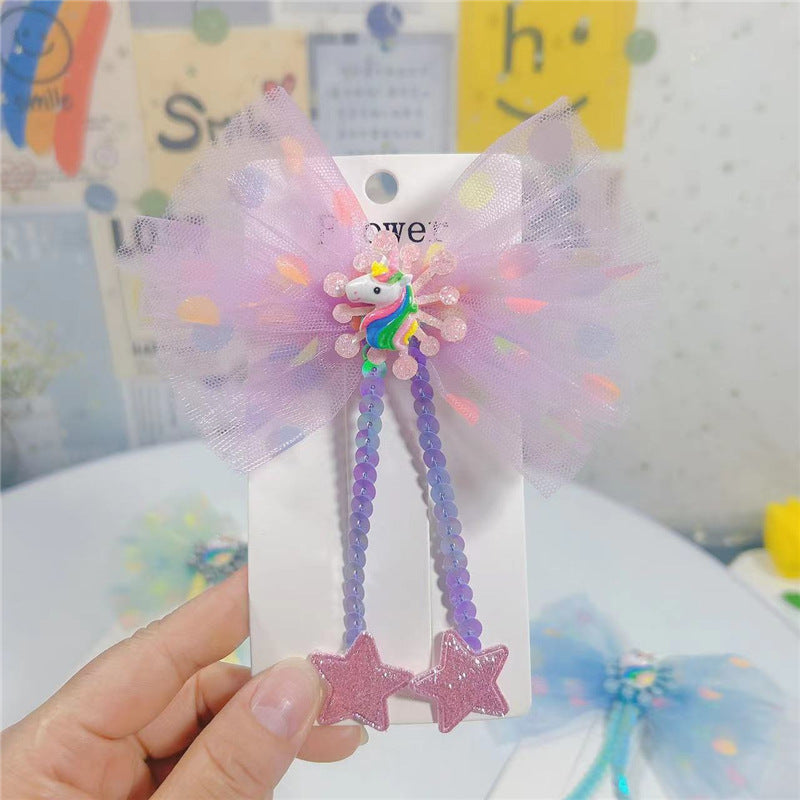 Clips de cabello de arco de brillo al por mayor para niños